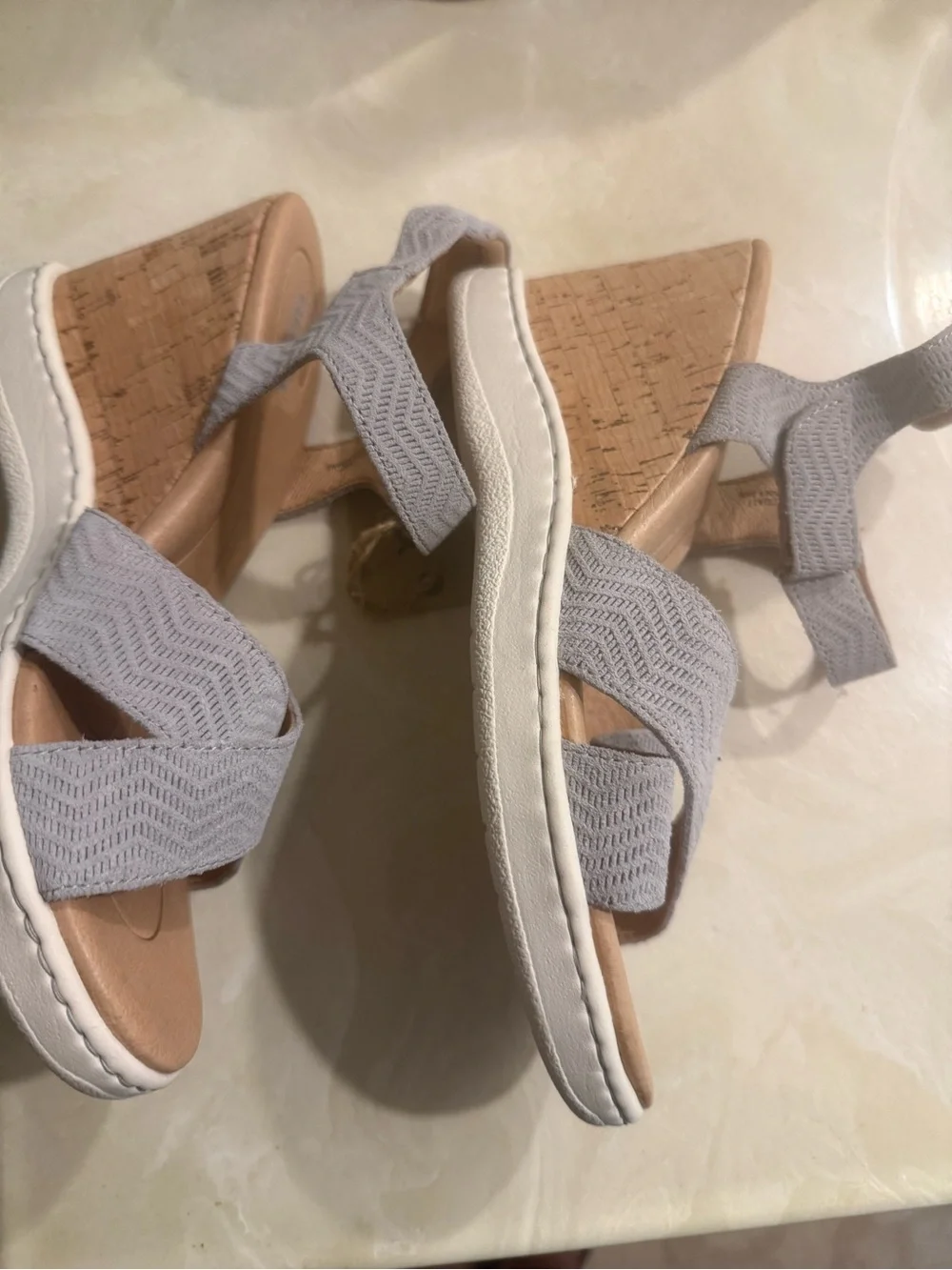 Born Women's Gray Wedge Sandals with Ankle Strap